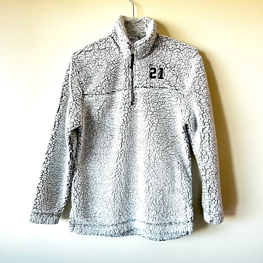 Light gray jostens 21 Sherpa pullover